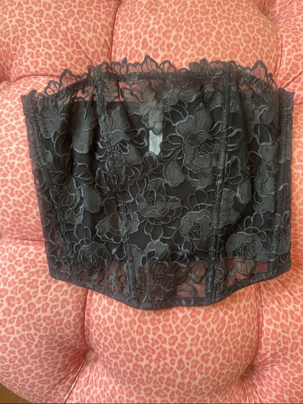 Fleur du Mal Black Floral Lace Corset Top